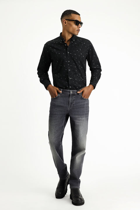 Medium Gray Regular Fit Standard Cut Stretch Denim Pants