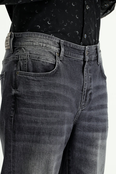 Medium Gray Regular Fit Standard Cut Stretch Denim Pants