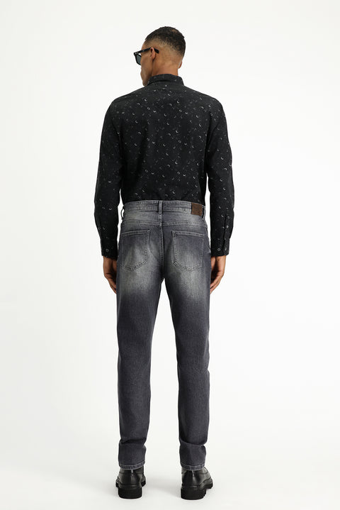 Medium Gray Regular Fit Standard Cut Stretch Denim Pants