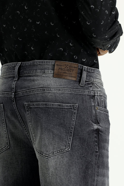 Medium Gray Regular Fit Standard Cut Stretch Denim Pants