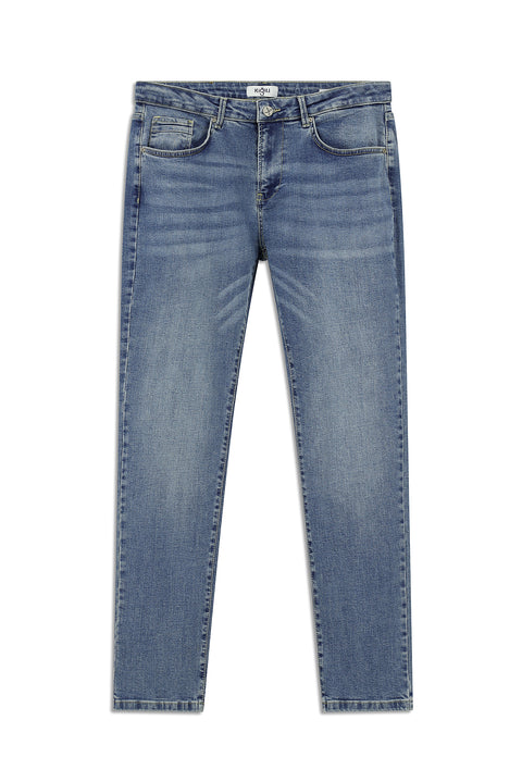 Indigo Regular Fit Standard Cut Lycra Denim Pants