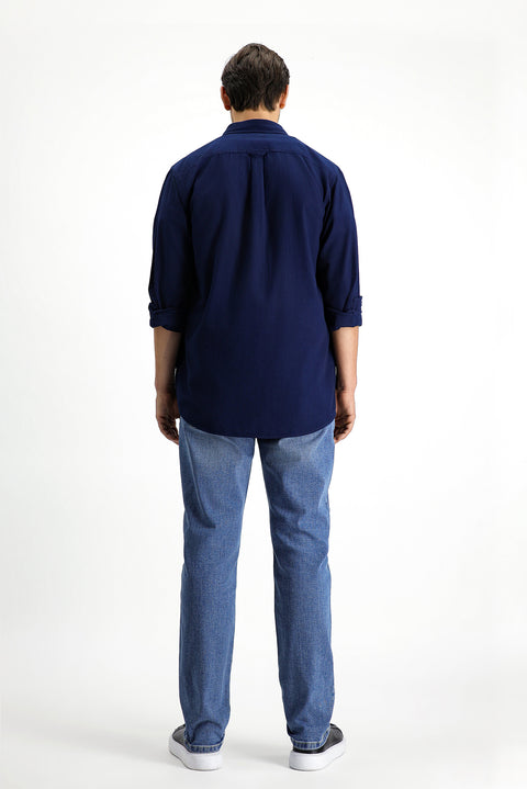 Indigo Regular Fit Standard Cut Lycra Denim Pants