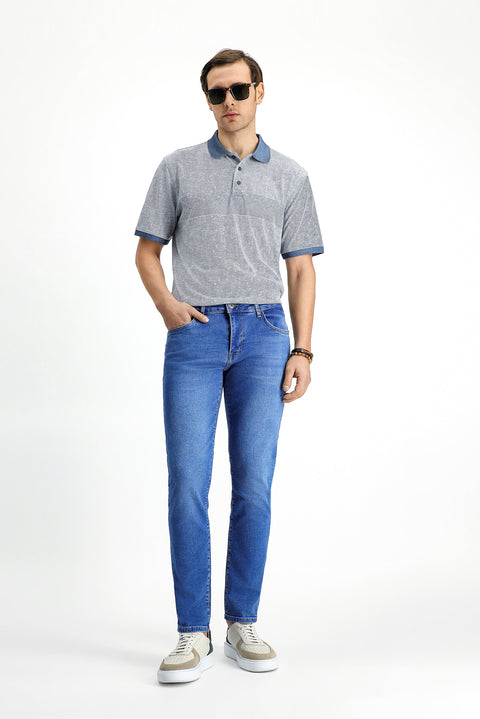 Indigo 6 Drop Regular Fit Standard Cut Lycra Denim Pants