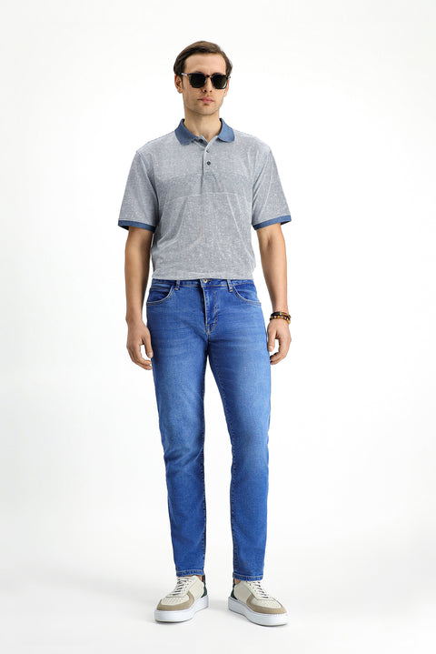 Indigo 6 Drop Regular Fit Standard Cut Lycra Denim Pants