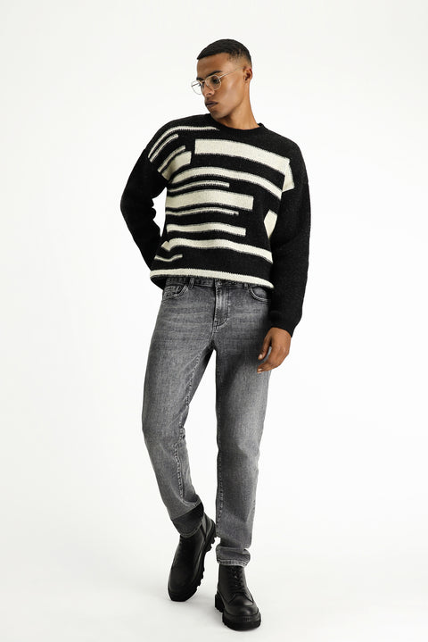Medium Gray Slim Fit Stretch Denim Pants