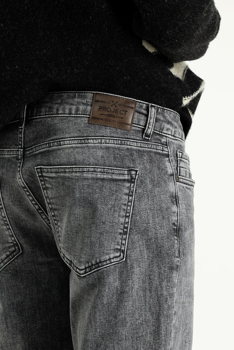 Medium Gray Slim Fit Stretch Denim Pants