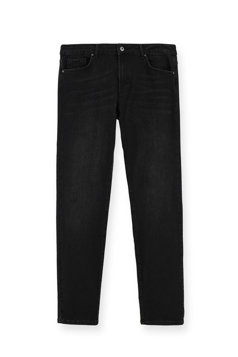 Black Regular Fit Standard Cut Lycra Denim Pants