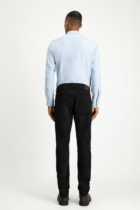 Black Regular Fit Standard Cut Lycra Denim Pants