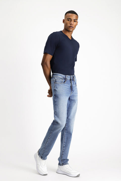 Koyu Lacivert Slim Fit Dar Kesim Likralı Denim Pantolon