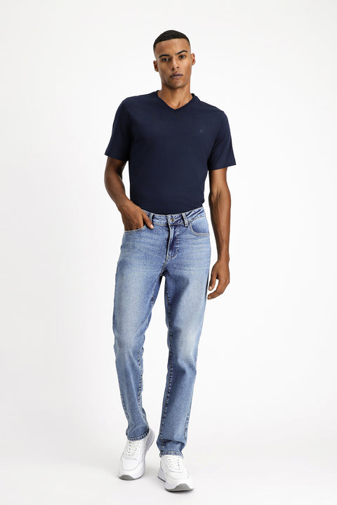 Koyu Lacivert Slim Fit Dar Kesim Likralı Denim Pantolon