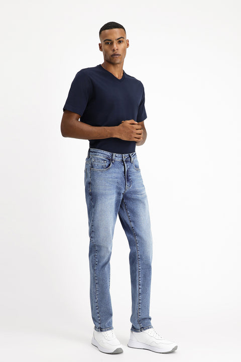 Koyu Lacivert Slim Fit Dar Kesim Likralı Denim Pantolon