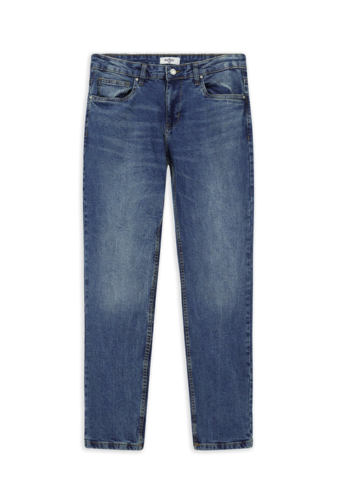 Dark Blue Regular Fit Standard Cut Lycra Denim Jeans