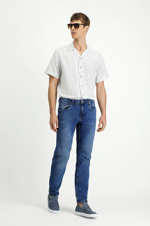 Dark Blue Slim Fit Stretch Denim Pants
