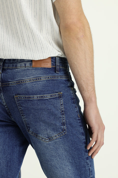 Dark Blue Slim Fit Stretch Denim Pants