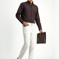 Ecru Slim Fit Stretch Denim Pants