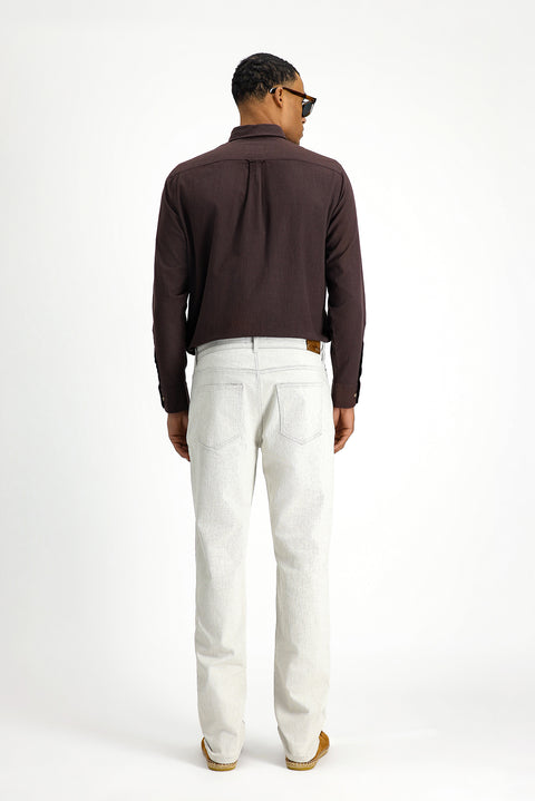 Ecru Slim Fit Stretch Denim Pants