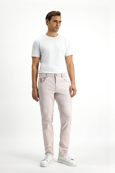 Baby Pink Slim Fit Stretch Denim Pants