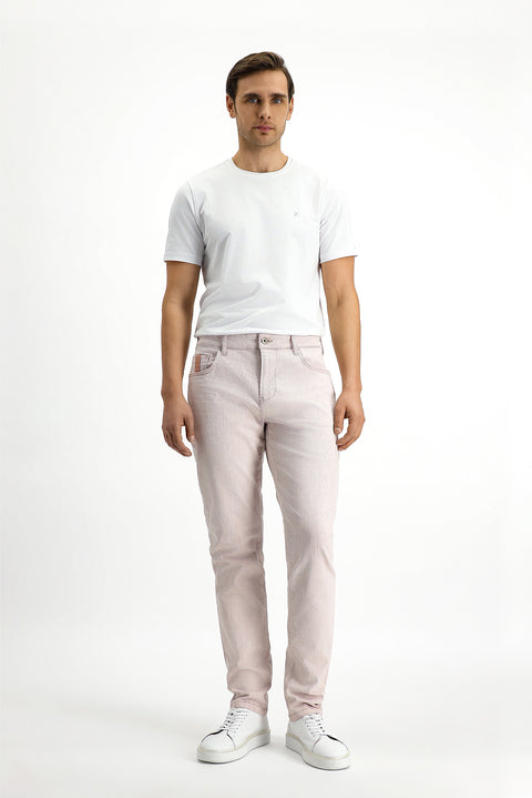 Baby Pink Slim Fit Stretch Denim Pants