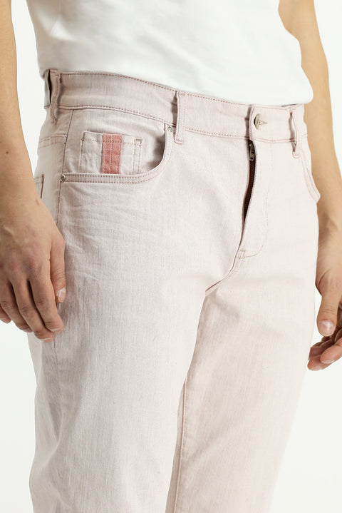 Baby Pink Slim Fit Stretch Denim Pants