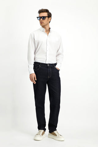  Koyu Lacivert Regular Fit Standart Kesim Likralı Denim Pantolon