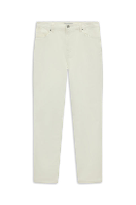 Beyaz Regular Fit Standart Kesim Likralı Denim Pantolon