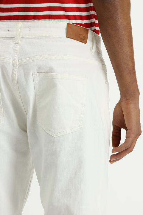 Beyaz Regular Fit Standart Kesim Likralı Denim Pantolon