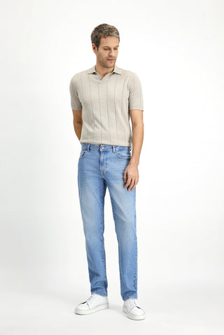  Açık Mavi Regular Fit Standart Kesim Likralı Denim Pantolon