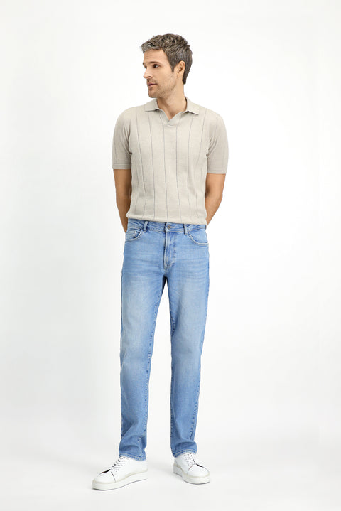 Light Blue Regular Fit Standard Cut Lycra Denim Pants