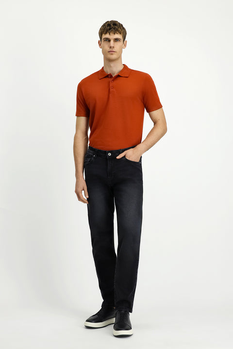 Siyah Regular Fit Standart Kesim Likralı Denim Pantolon