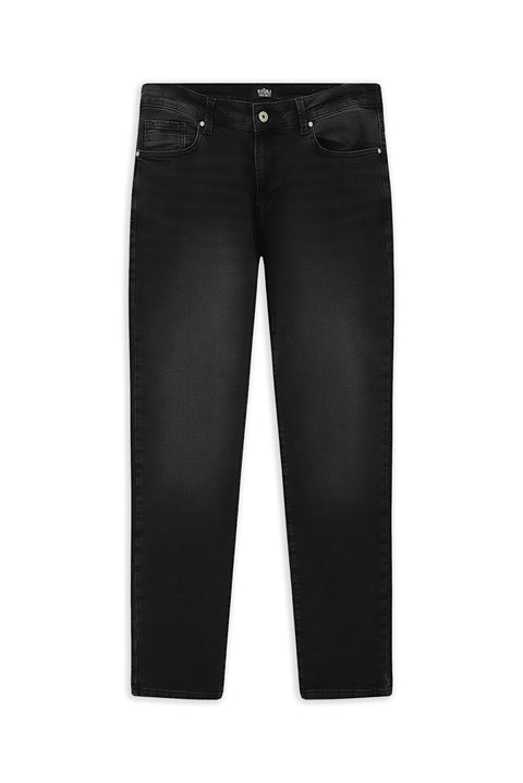 Siyah Regular Fit Standart Kesim Likralı Denim Pantolon