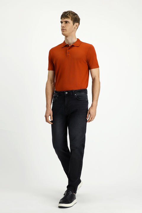 Siyah Regular Fit Standart Kesim Likralı Denim Pantolon