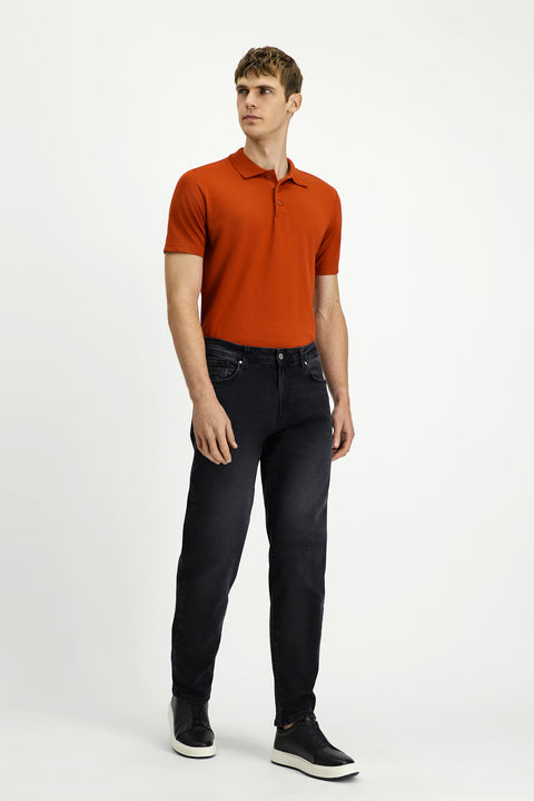 Siyah Regular Fit Standart Kesim Likralı Denim Pantolon