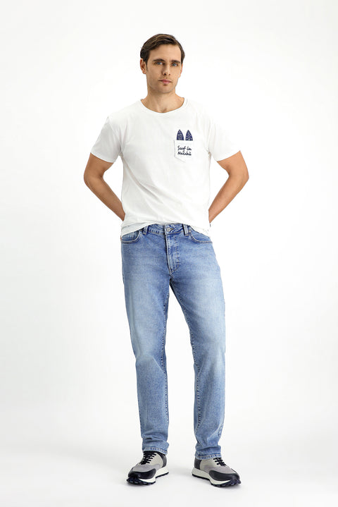 Indigo Regular Fit Standard Cut Cotton Lycra Flexible 4-Season Denim Pants