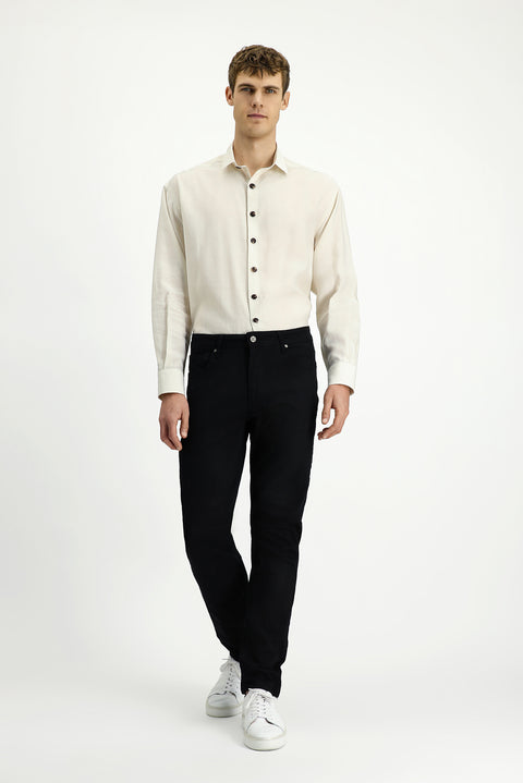 Black Regular Fit Standard Cut Lycra Denim Pants