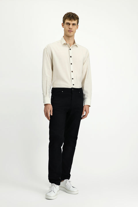 Black Regular Fit Standard Cut Lycra Denim Pants