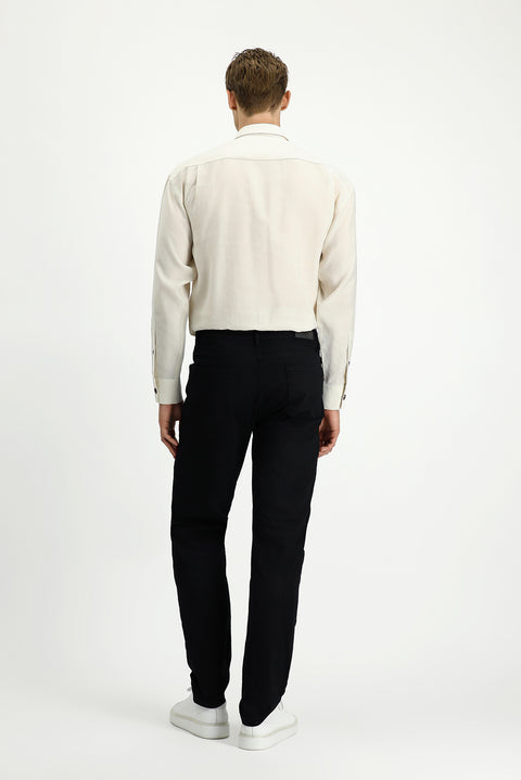 Black Regular Fit Standard Cut Lycra Denim Pants