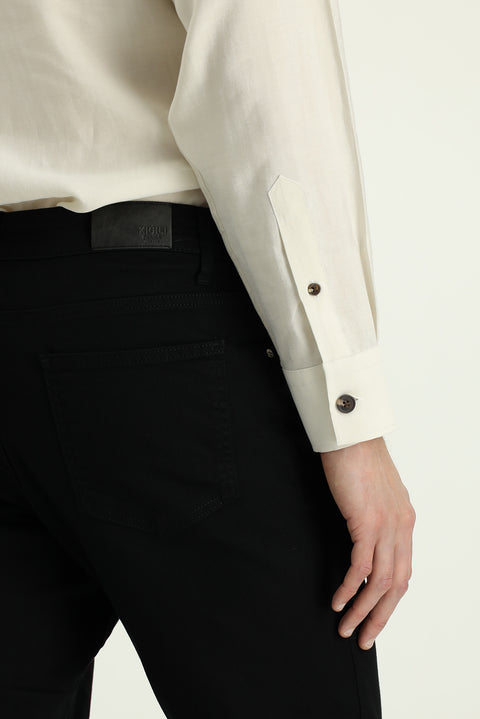 Black Regular Fit Standard Cut Lycra Denim Pants