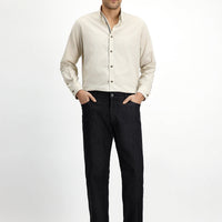 Black Regular Fit Standard Cut Lycra Denim Pants