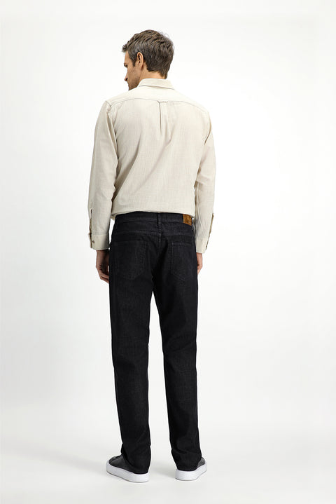 Black Regular Fit Standard Cut Lycra Denim Pants