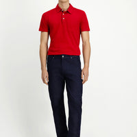 Dark Navy Regular Fit Standard Cut Lycra Denim Trousers