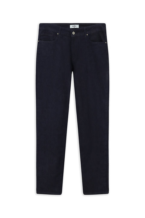 Dark Navy Regular Fit Standard Cut Lycra Denim Trousers