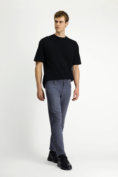 Medium Gray Slim Fit Stretch Five Pocket Denim Pants