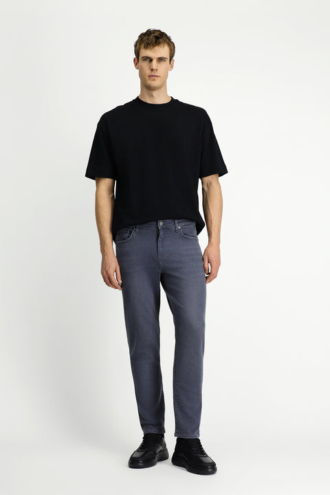 Medium Gray Slim Fit Stretch Five Pocket Denim Pants