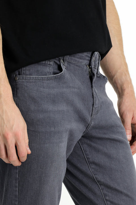 Medium Gray Slim Fit Stretch Five Pocket Denim Pants