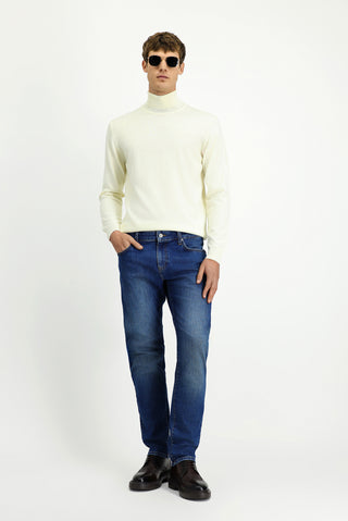  Koyu İndigo Slim Fit Dar Kesim Likralı Beş Cep Denim Pantolon