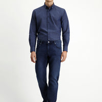 Dark Blue Regular Fit Standard Cut Lycra Denim Jeans