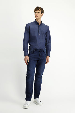  Koyu Mavi  Regular Fit Standart Kesim Likralı Denim Pantolon