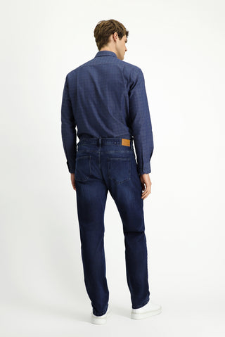  Koyu Mavi  Regular Fit Standart Kesim Likralı Denim Pantolon