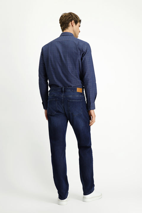 Dark Blue Regular Fit Standard Cut Lycra Denim Jeans