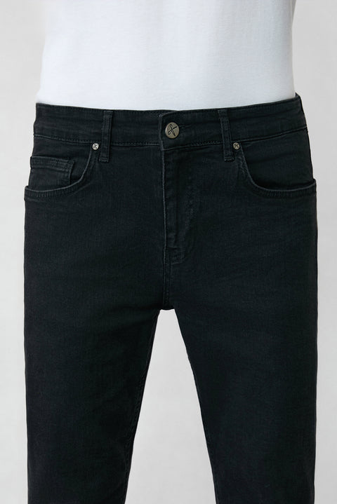 Siyah Relaxed Fit Rahat Kesim Pamuklu Likralı Esnek 4 Mevsim Denim Pantolon